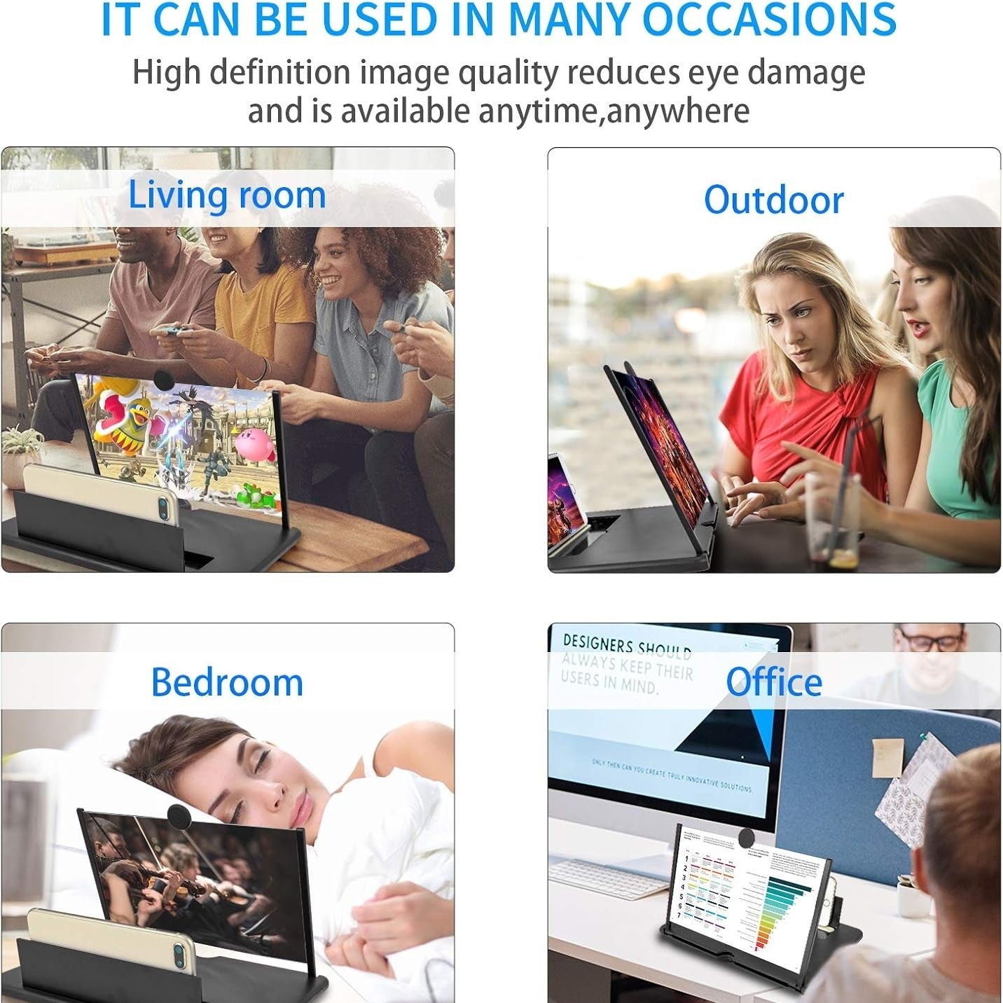 Mobile Phone Screen Magnifier - 3D Screen with HD Display, 3–4 Times Magnification