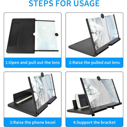 Mobile Phone Screen Magnifier - 3D Screen with HD Display, 3–4 Times Magnification