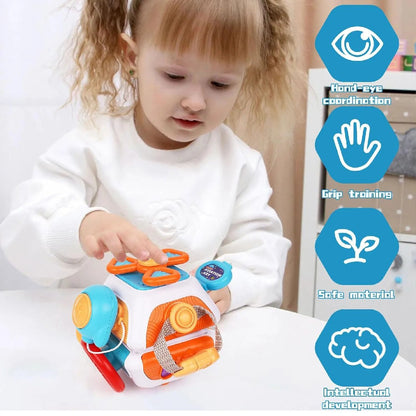 Montessori Busy Cube, Child-Friendly Wooden Sensory Toy, Fine Motor Skill Development, Safe for Ages 2+