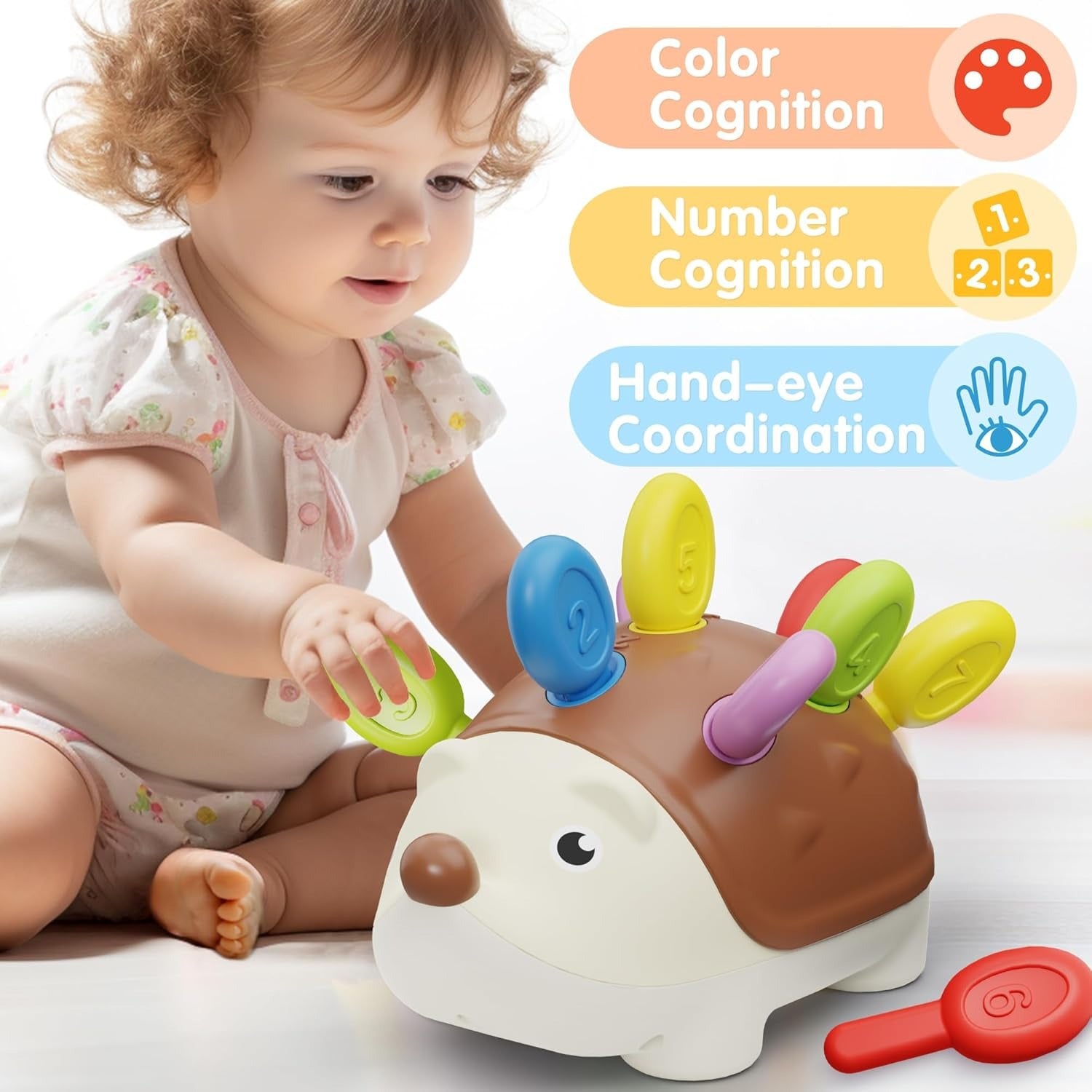 Montessori Hedgehog Learning Toy with Focus and Concentration training, Durable ABS material, Safe for Month 18+