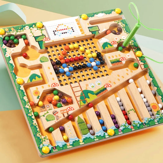 Montessori Magnetic Maze Toy, Develops Counting, Logic & Motor Skills, Safe for Kids Aged 3+