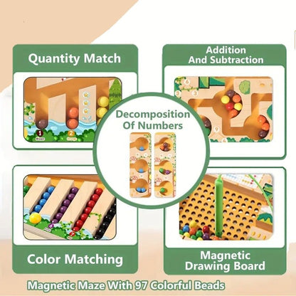 Montessori Magnetic Maze Toy, Develops Counting, Logic & Motor Skills, Safe for Kids Aged 3+