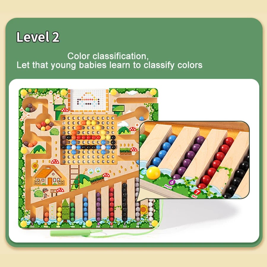 Montessori Magnetic Maze Toy, Develops Counting, Logic & Motor Skills, Safe for Kids Aged 3+