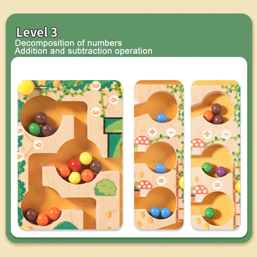 Montessori Magnetic Maze Toy, Develops Counting, Logic & Motor Skills, Safe for Kids Aged 3+
