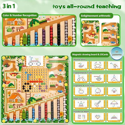 Montessori Magnetic Maze Toy, Develops Counting, Logic & Motor Skills, Safe for Kids Aged 3+