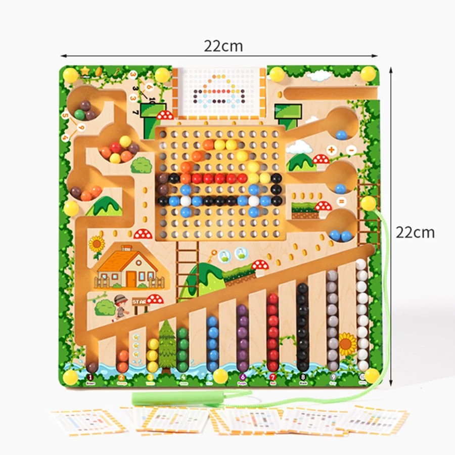 Montessori Magnetic Maze Toy, Develops Counting, Logic & Motor Skills, Safe for Kids Aged 3+
