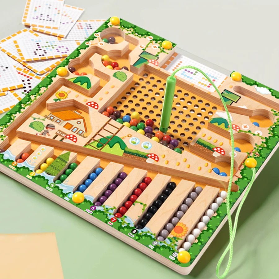 Montessori Magnetic Maze Toy, Develops Counting, Logic & Motor Skills, Safe for Kids Aged 3+