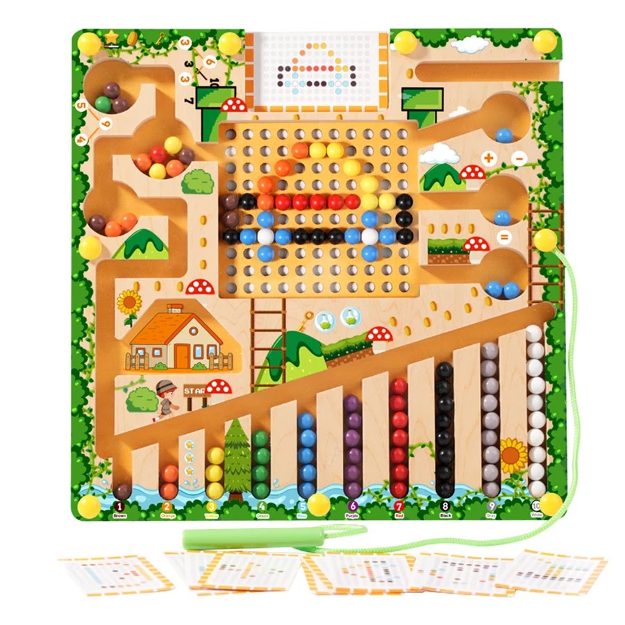 Montessori Magnetic Maze Toy, Develops Counting, Logic & Motor Skills, Safe for Kids Aged 3+