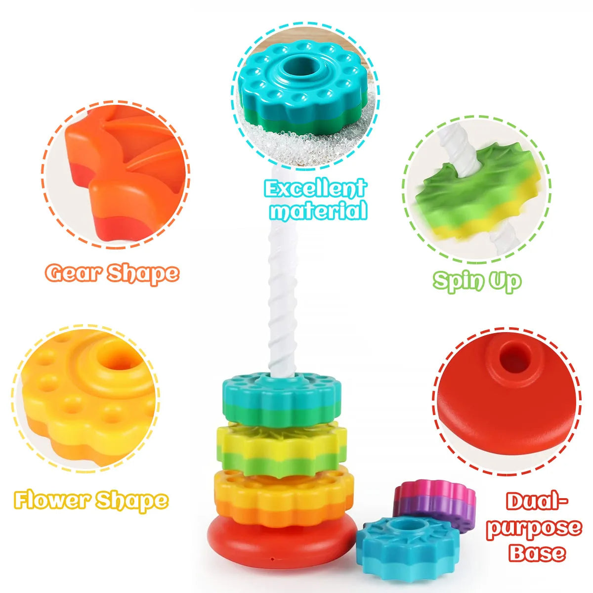 Montessori Rainbow Stacking Toy, Safe Educational Toy for Toddlers Ages 1+
