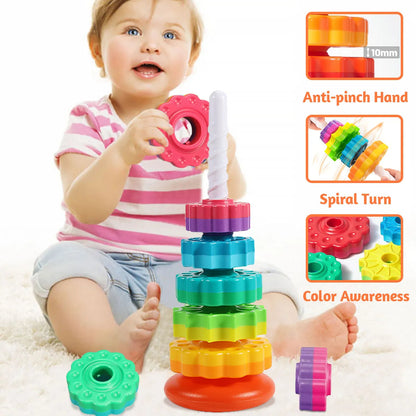 Montessori Rainbow Stacking Toy, Safe Educational Toy for Toddlers Ages 1+