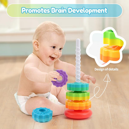 Montessori Rainbow Stacking Toy, Safe Educational Toy for Toddlers Ages 1+