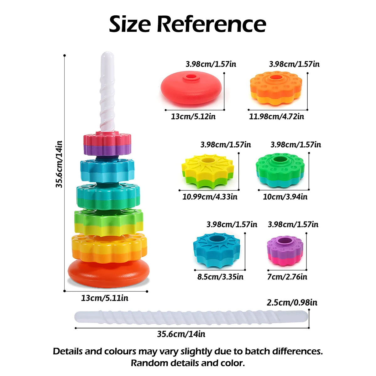 Montessori Rainbow Stacking Toy, Safe Educational Toy for Toddlers Ages 1+