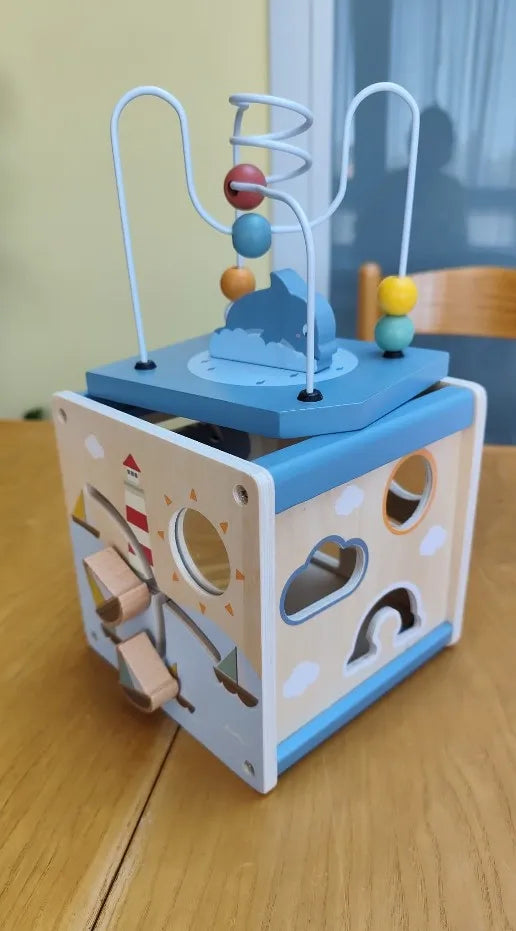 Montessori Wooden Activity Cube Toy – Multi-Educational Tool, Non-Toxic Wooden Material, Safe for Ages 3+