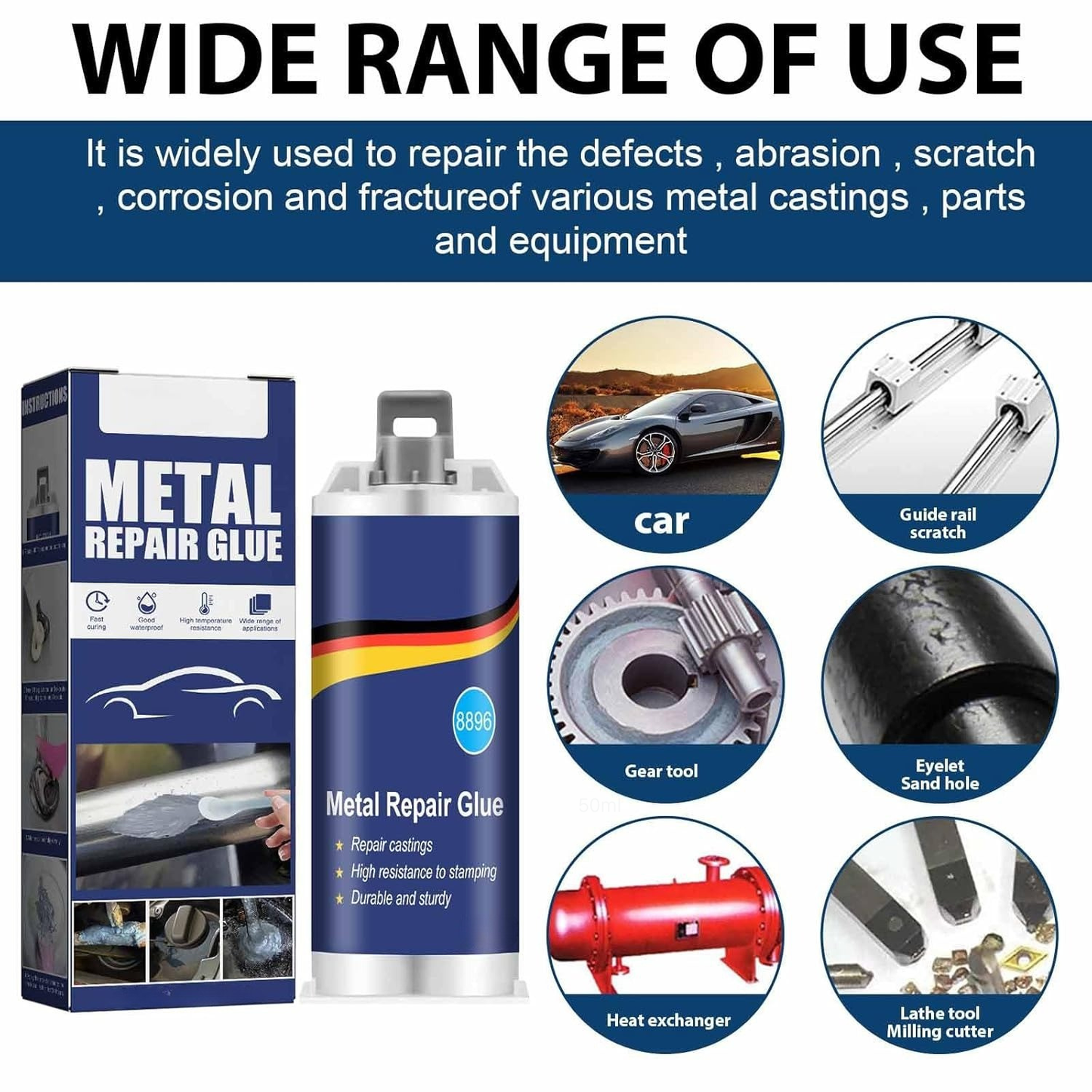 Multi-Purpose Super Glue - For Metal Repair, Leak Sealing, High Temperature & Waterproof Bonding