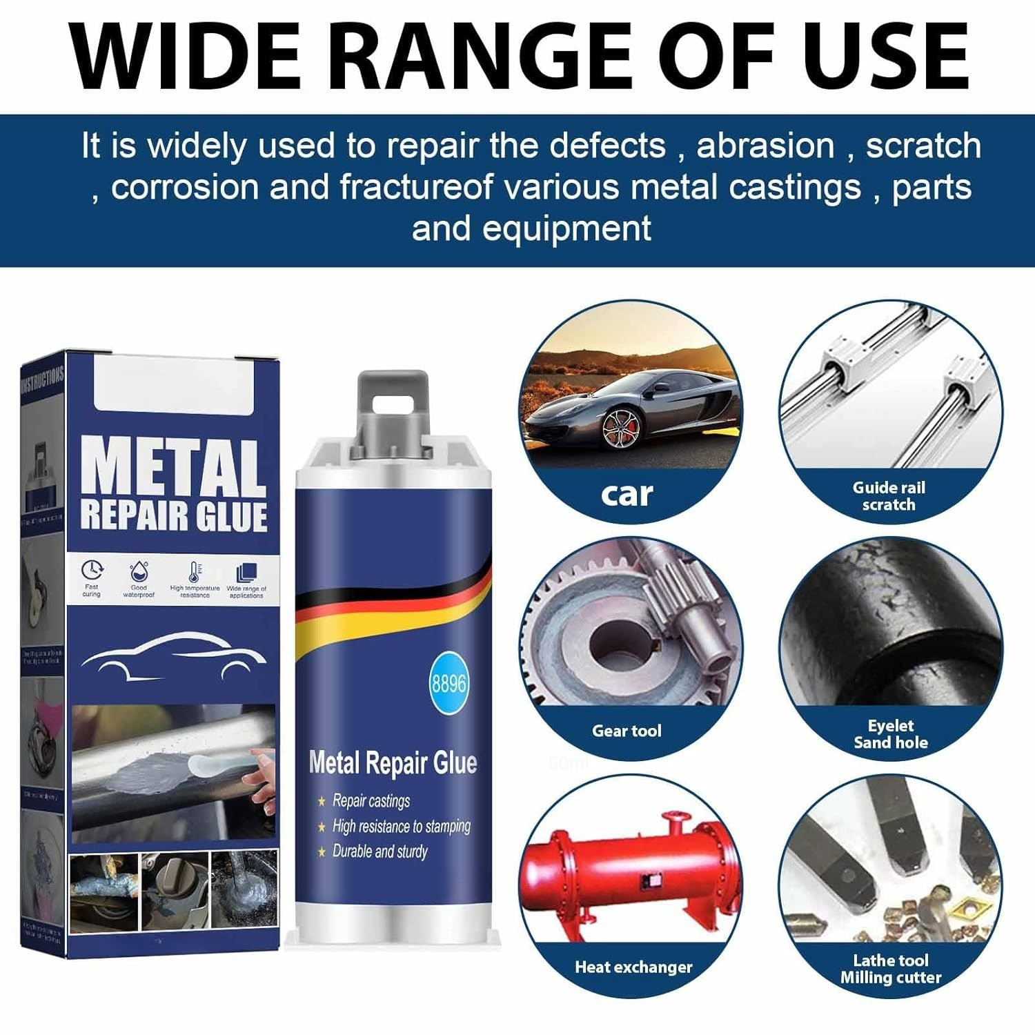 Multi-Purpose Super Glue - For Metal Repair, Leak Sealing, High Temperature & Waterproof Bonding