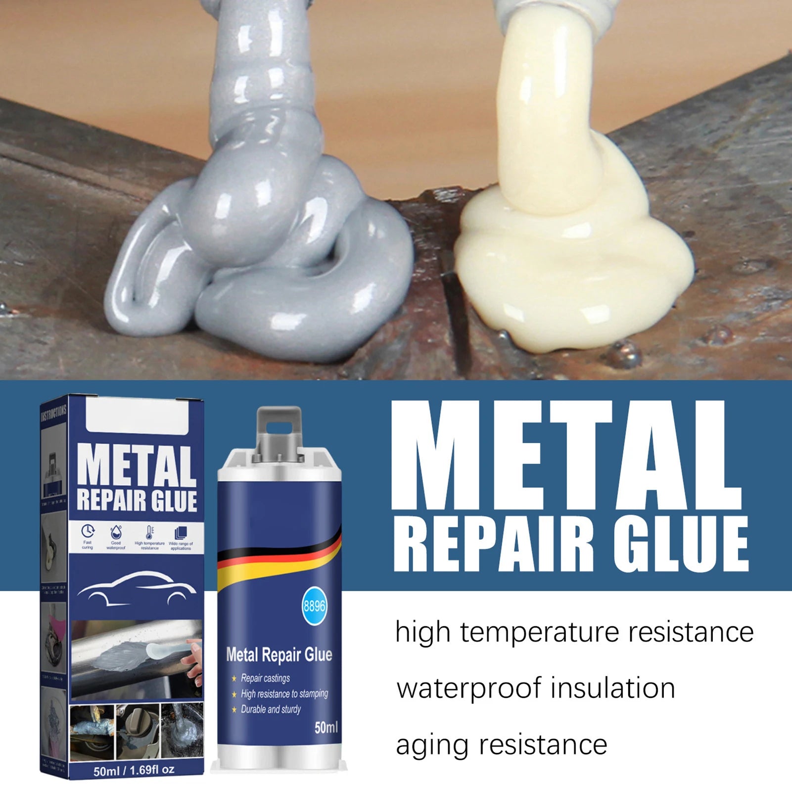 Multi-Purpose Super Glue - For Metal Repair, Leak Sealing, High Temperature & Waterproof Bonding