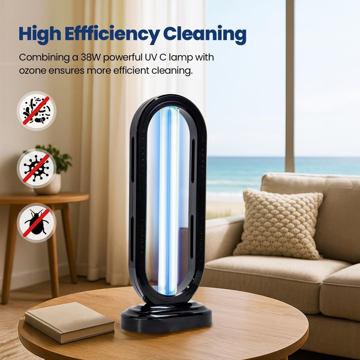 Multi-Surface UV Disinfection Lamp with Ozone & Ozone-Free Modes, Air Purification Function and Remote Control