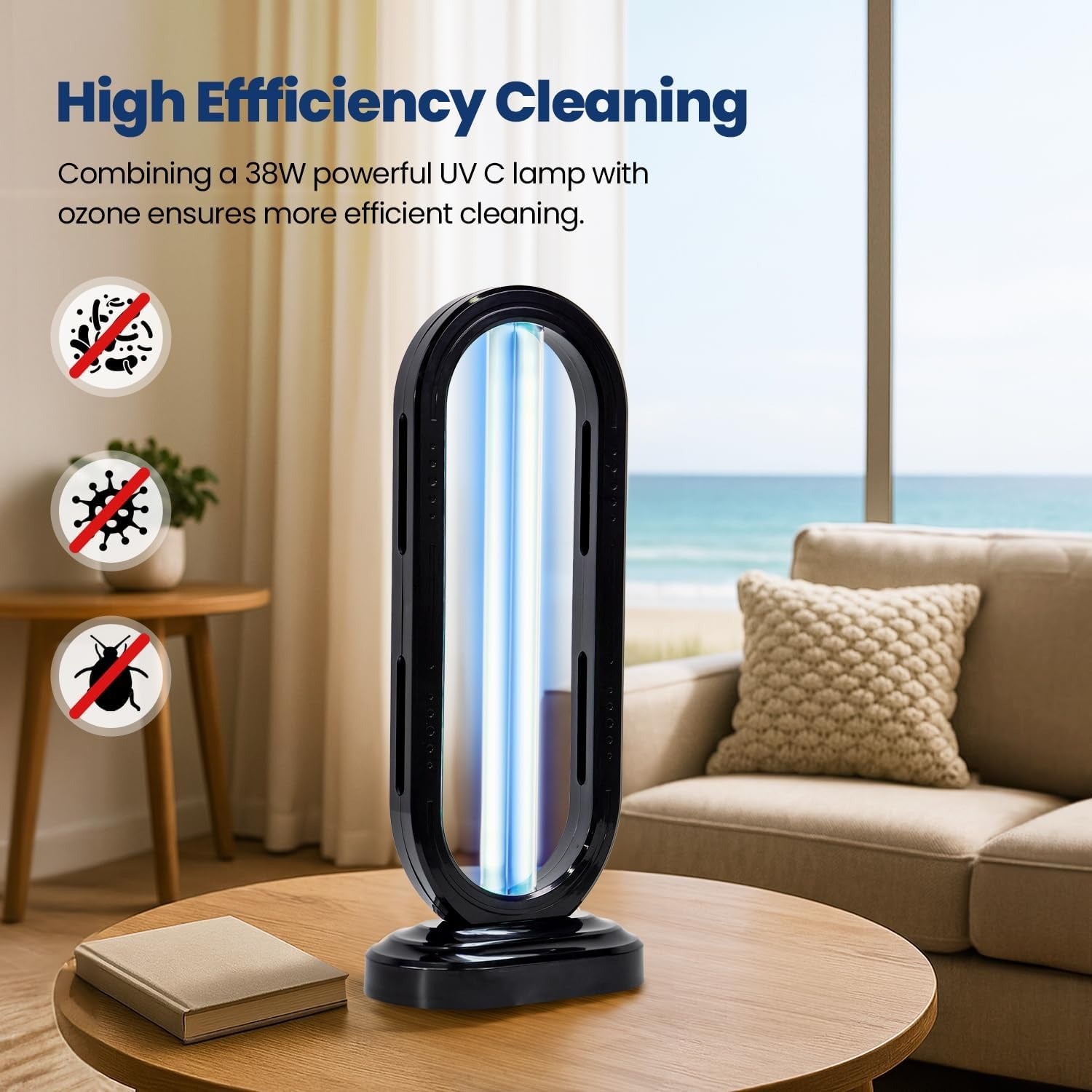 Multi-Surface UV Disinfection Lamp with Ozone & Ozone-Free Modes, Air Purification Function and Remote Control