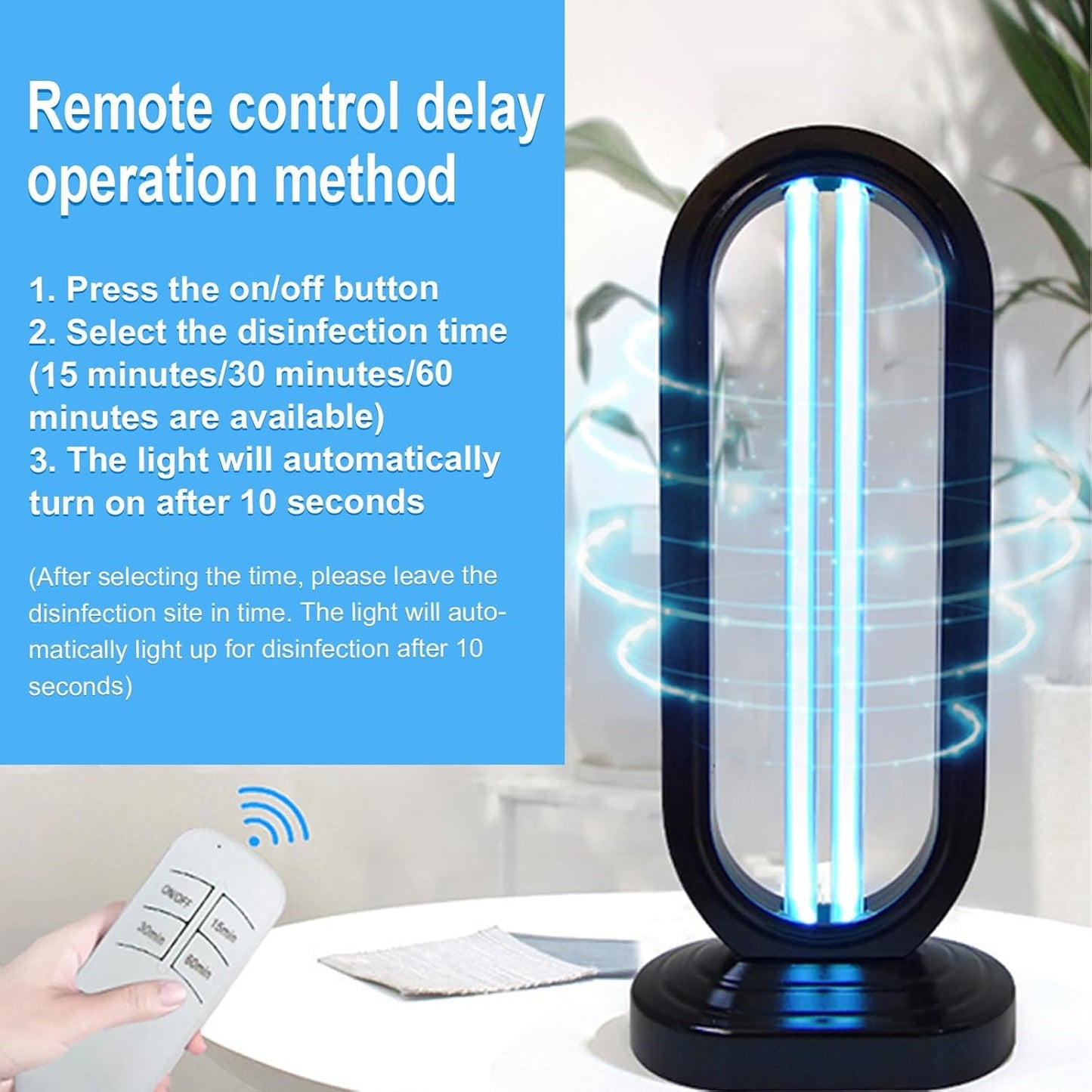 Multi-Surface UV Disinfection Lamp with Ozone & Ozone-Free Modes, Air Purification Function and Remote Control