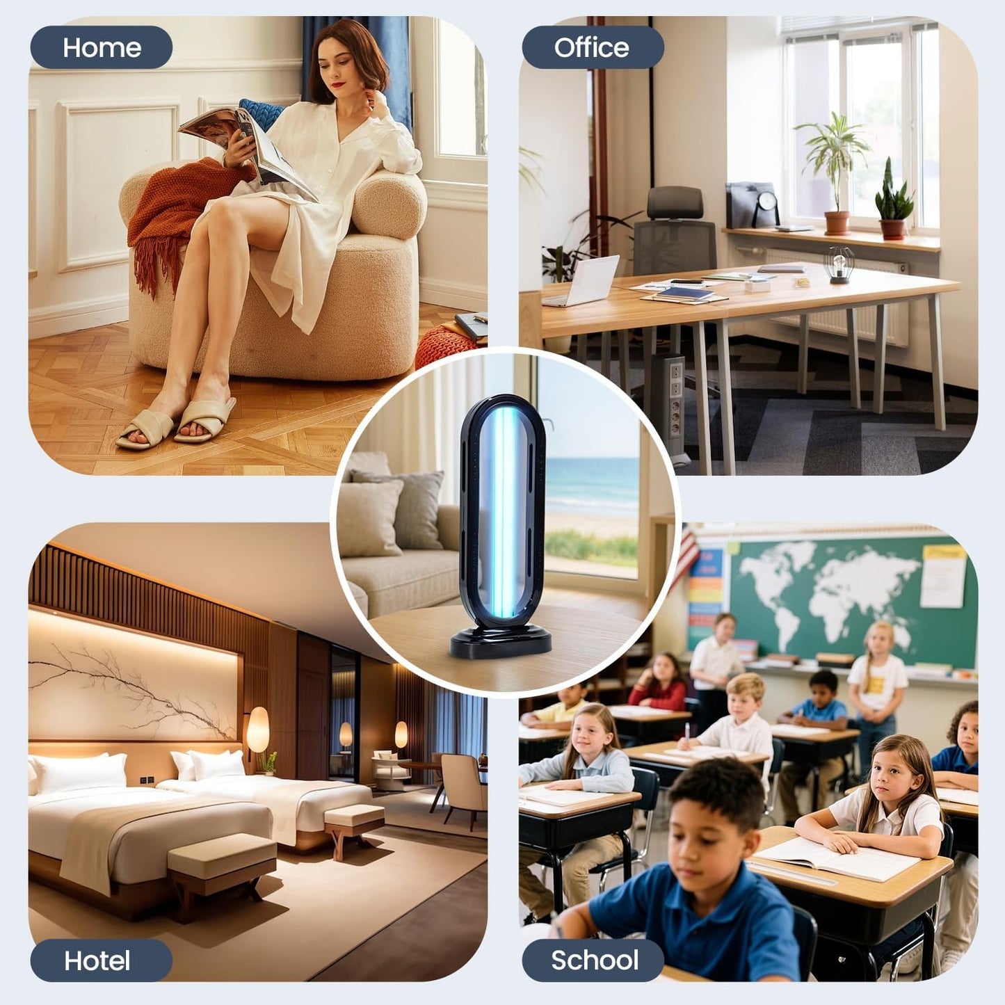 Multi-Surface UV Disinfection Lamp with Ozone & Ozone-Free Modes, Air Purification Function and Remote Control