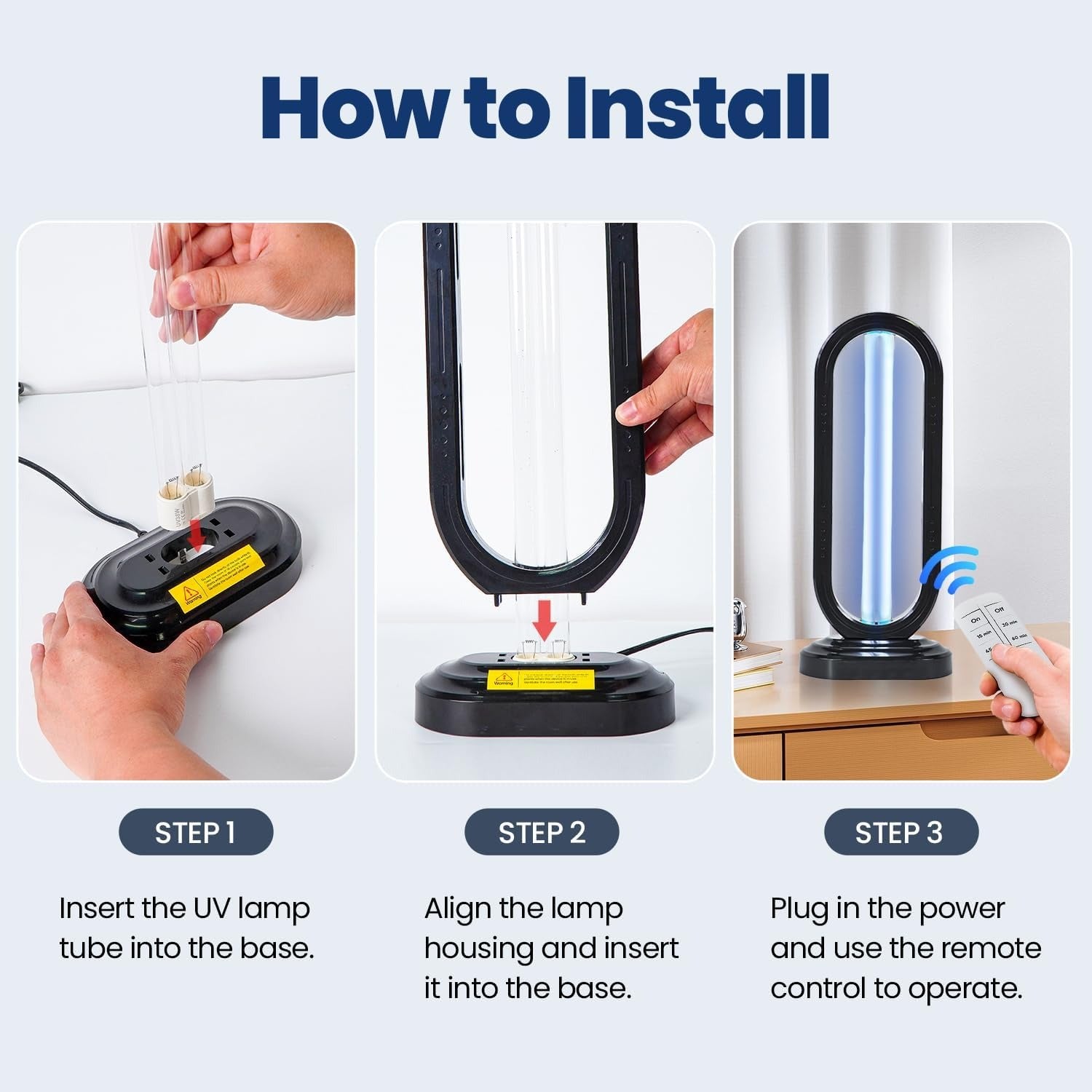 Multi-Surface UV Disinfection Lamp with Ozone & Ozone-Free Modes, Air Purification Function and Remote Control
