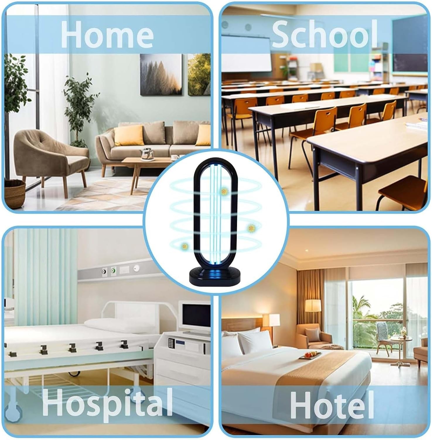 Multi-Surface UV Disinfection Lamp with Ozone & Ozone-Free Modes, Air Purification Function and Remote Control