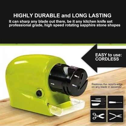 Multifunction Electric Knife Sharpener with Cordless & Portable Design, High-Speed Grinding Wheel