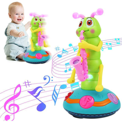 Musical Dancing Saxophone Caterpillar Toy with LED Lights and 2 Play Modes, Safe for Ages 2+