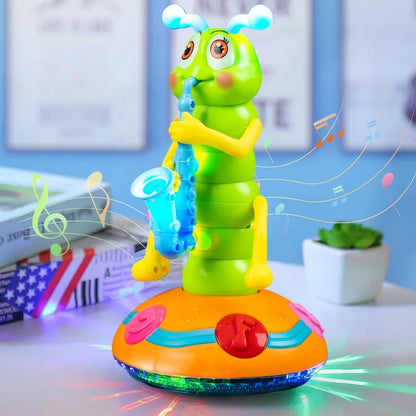 Musical Dancing Saxophone Caterpillar Toy with LED Lights and 2 Play Modes, Safe for Ages 2+