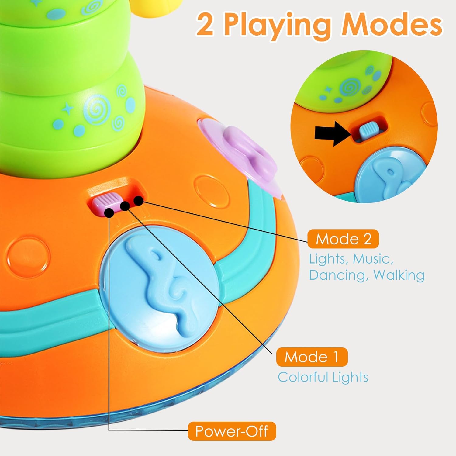 Musical Dancing Saxophone Caterpillar Toy with LED Lights and 2 Play Modes, Safe for Ages 2+