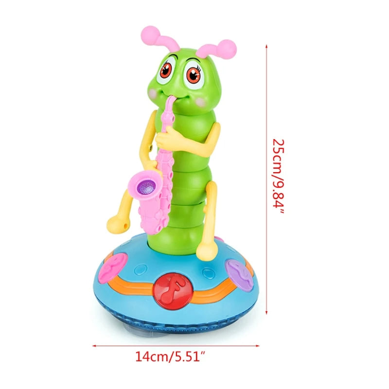 Musical Dancing Saxophone Caterpillar Toy with LED Lights and 2 Play Modes, Safe for Ages 2+
