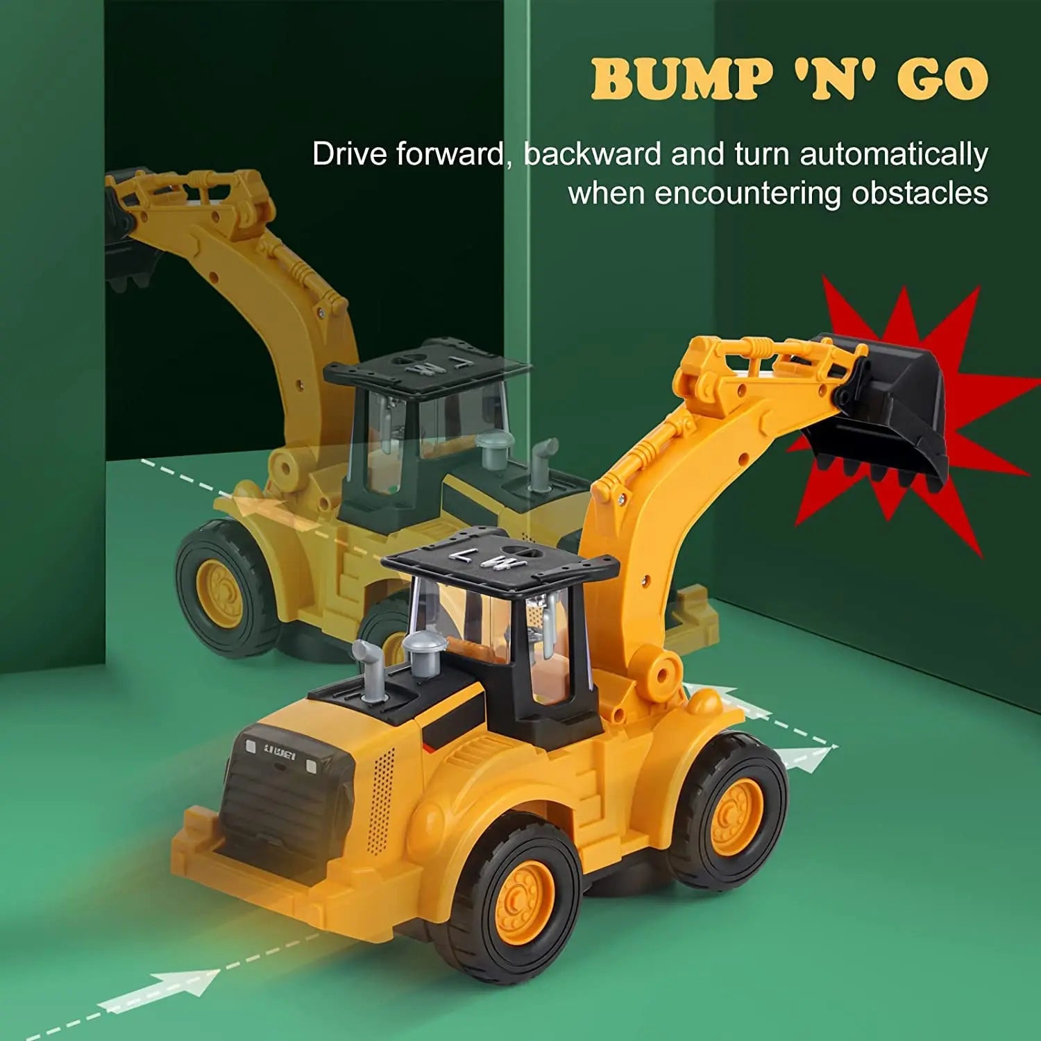 Musical Excavator with Lights & Motion, Automatic Driving, Bump and Go Function, Safe for Ages 2+