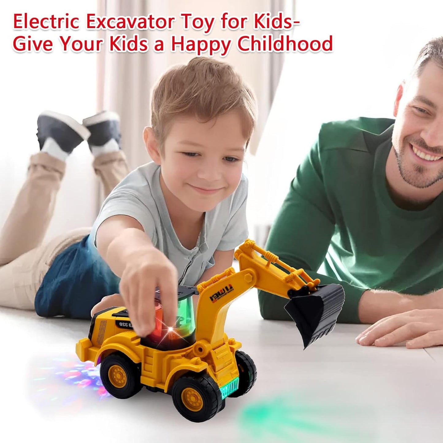 Musical Excavator with Lights & Motion, Automatic Driving, Bump and Go Function, Safe for Ages 2+