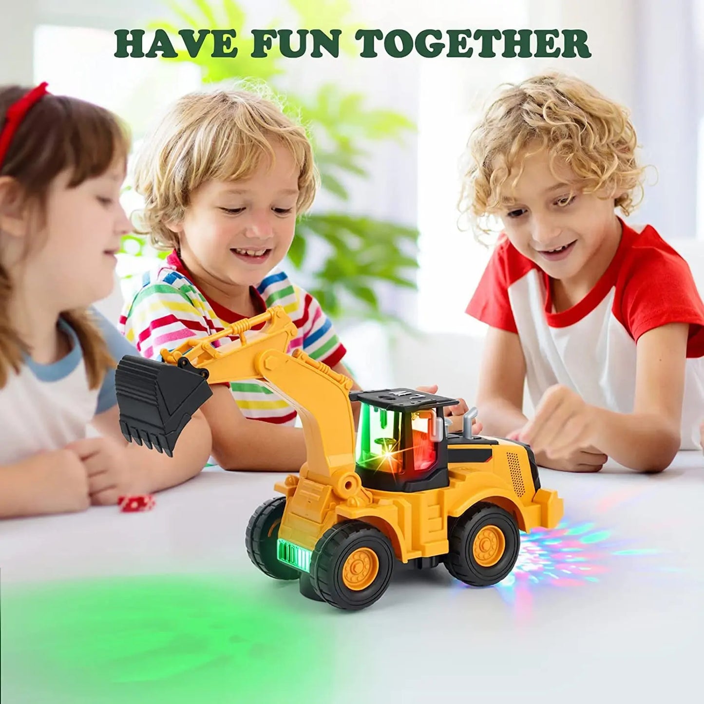 Musical Excavator with Lights & Motion, Automatic Driving, Bump and Go Function, Safe for Ages 2+