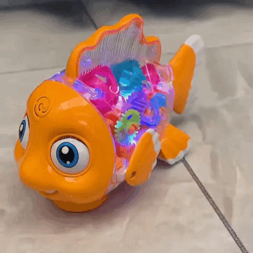 Musical Fish Toy, Flashing Lights, Moving Wheels, Rotating Gears, Realistic Action, Safe for Ages 2+