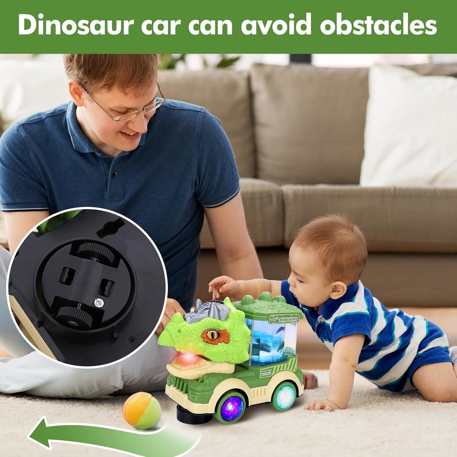 Musical Light-up Dinosaur Toy with Spray Mist, LED Colorful Lights, Obstacle Avoidance, Safe for Ages 3+