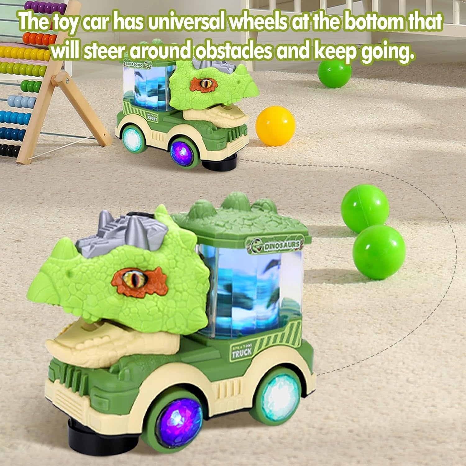 Musical Light-up Dinosaur Toy with Spray Mist, LED Colorful Lights, Obstacle Avoidance, Safe for Ages 3+