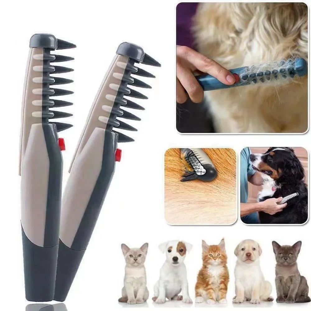 Pet Dematting Comb and Grooming Brush, Removes Knots, Mats & Tangles, Battery-Powered