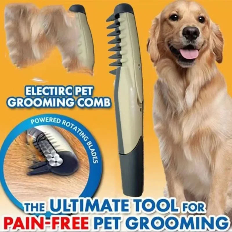Pet Dematting Comb and Grooming Brush, Removes Knots, Mats & Tangles, Battery-Powered