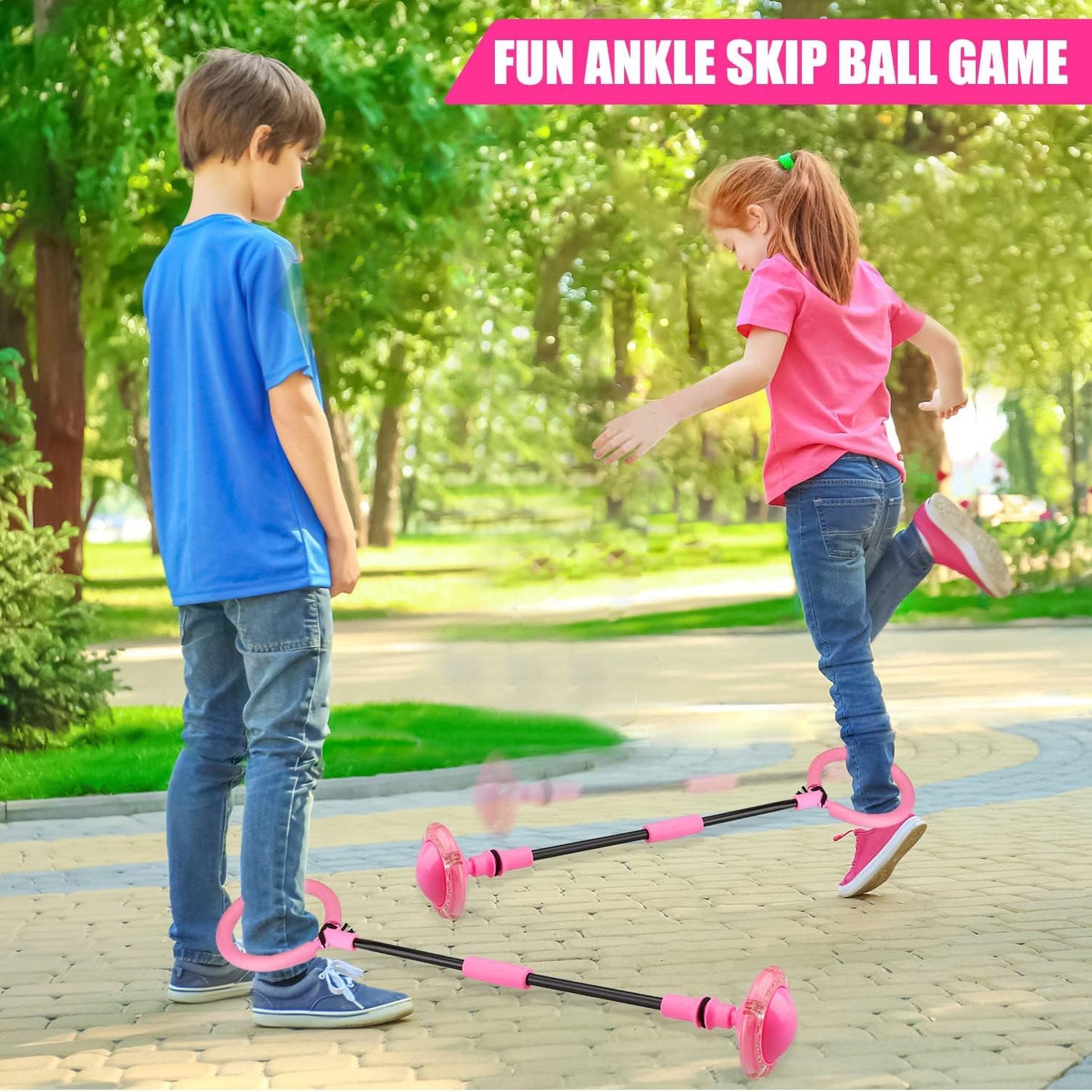 Portable Ankle Skip Ball, Safe for Ages 5+, Colorful Flash Wheel Swing Ball