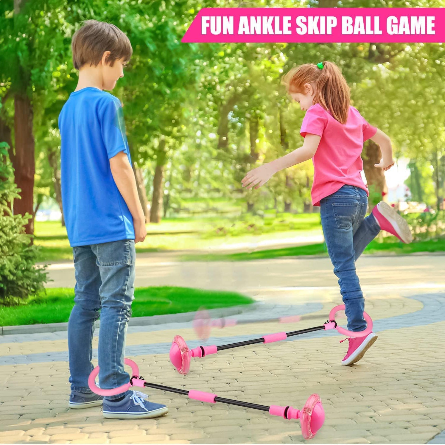 Portable Ankle Skip Ball, Safe for Ages 5+, Colorful Flash Wheel Swing Ball