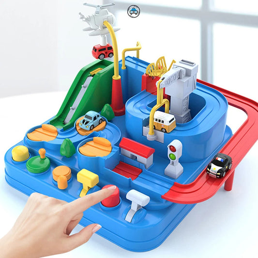 Race Track STEM Learning Toy for Kids Ages 3+ with 4 Mini Cars and 9 Fun Puzzle Levels