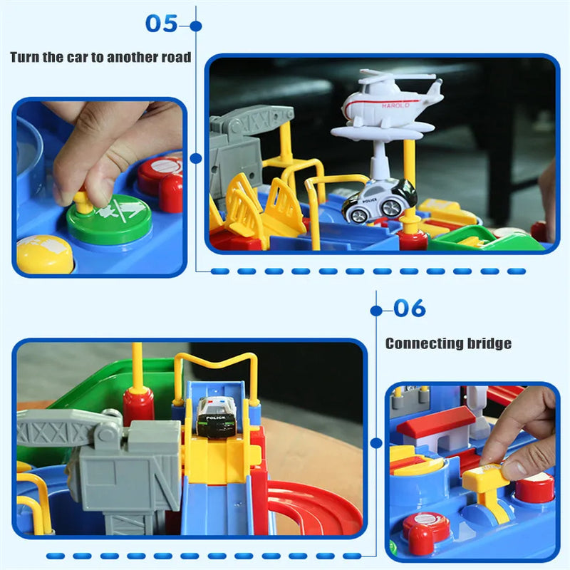 Race Track STEM Learning Toy for Kids Ages 3+ with 4 Mini Cars and 9 Fun Puzzle Levels