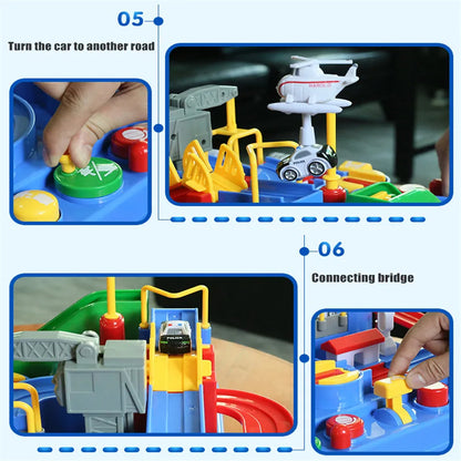 Race Track STEM Learning Toy for Kids Ages 3+ with 4 Mini Cars and 9 Fun Puzzle Levels