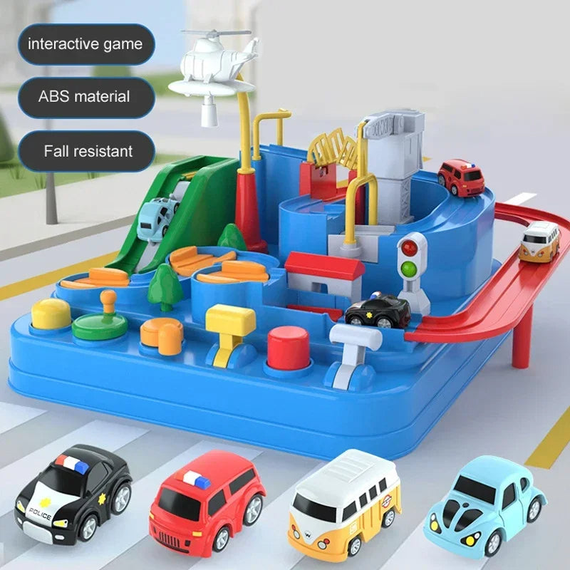 Race Track STEM Learning Toy for Kids Ages 3+ with 4 Mini Cars and 9 Fun Puzzle Levels