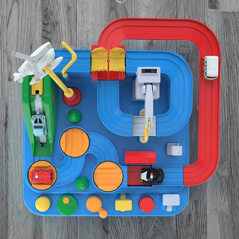 Race Track STEM Learning Toy for Kids Ages 3+ with 4 Mini Cars and 9 Fun Puzzle Levels