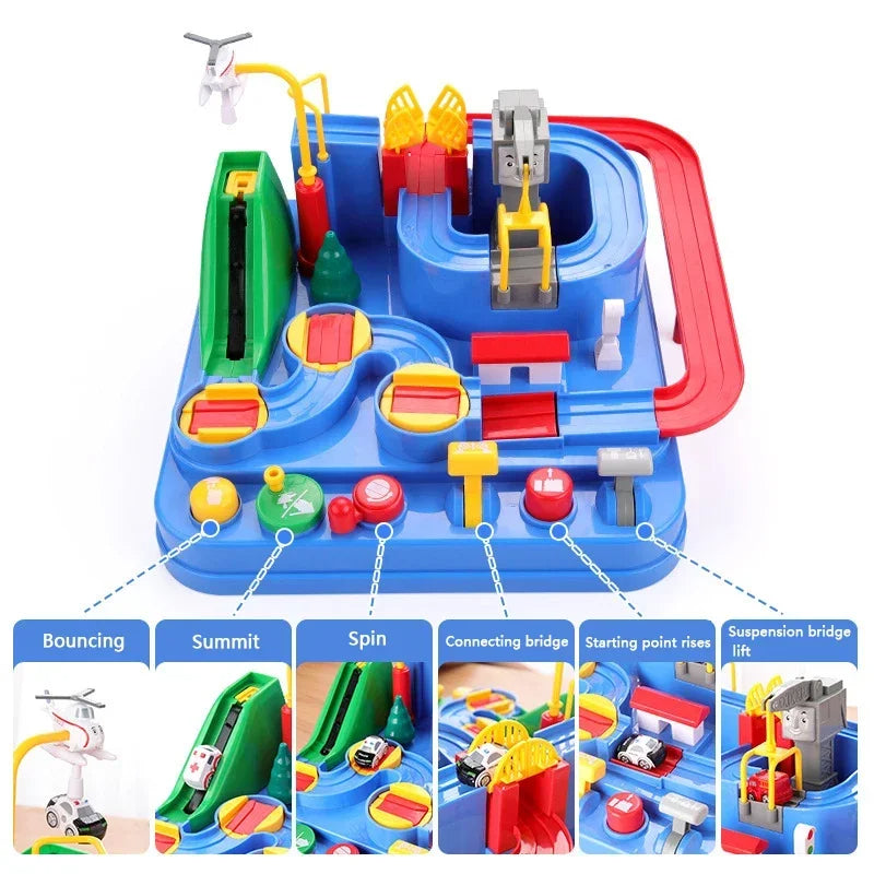 Race Track STEM Learning Toy for Kids Ages 3+ with 4 Mini Cars and 9 Fun Puzzle Levels