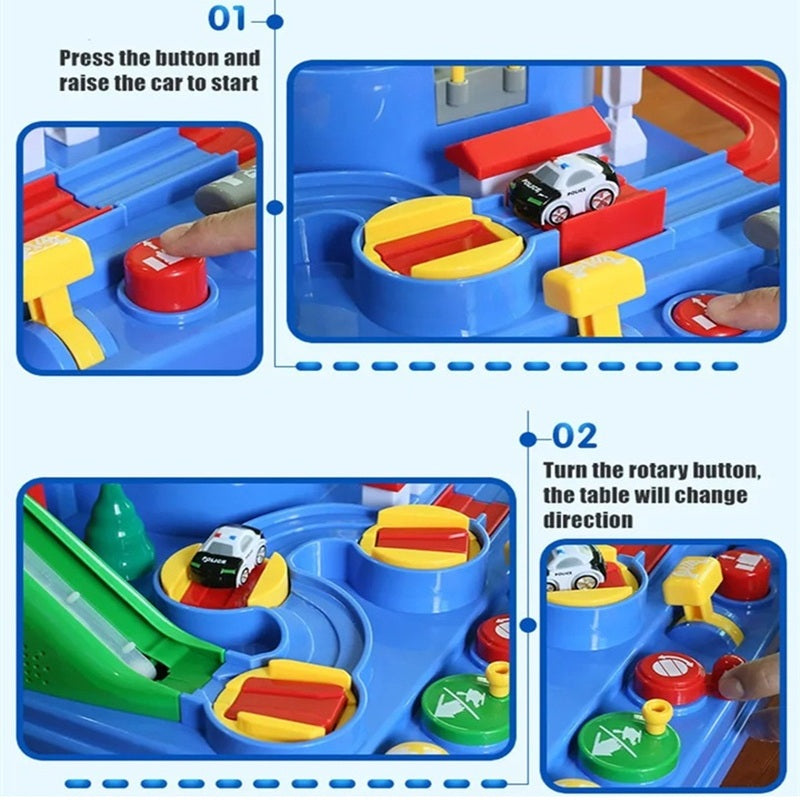 Race Track STEM Learning Toy for Kids Ages 3+ with 4 Mini Cars and 9 Fun Puzzle Levels