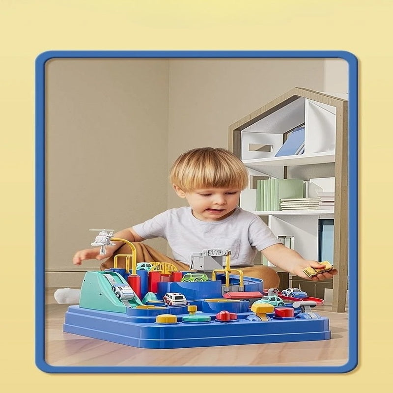 Race Track STEM Learning Toy for Kids Ages 3+ with 4 Mini Cars and 9 Fun Puzzle Levels