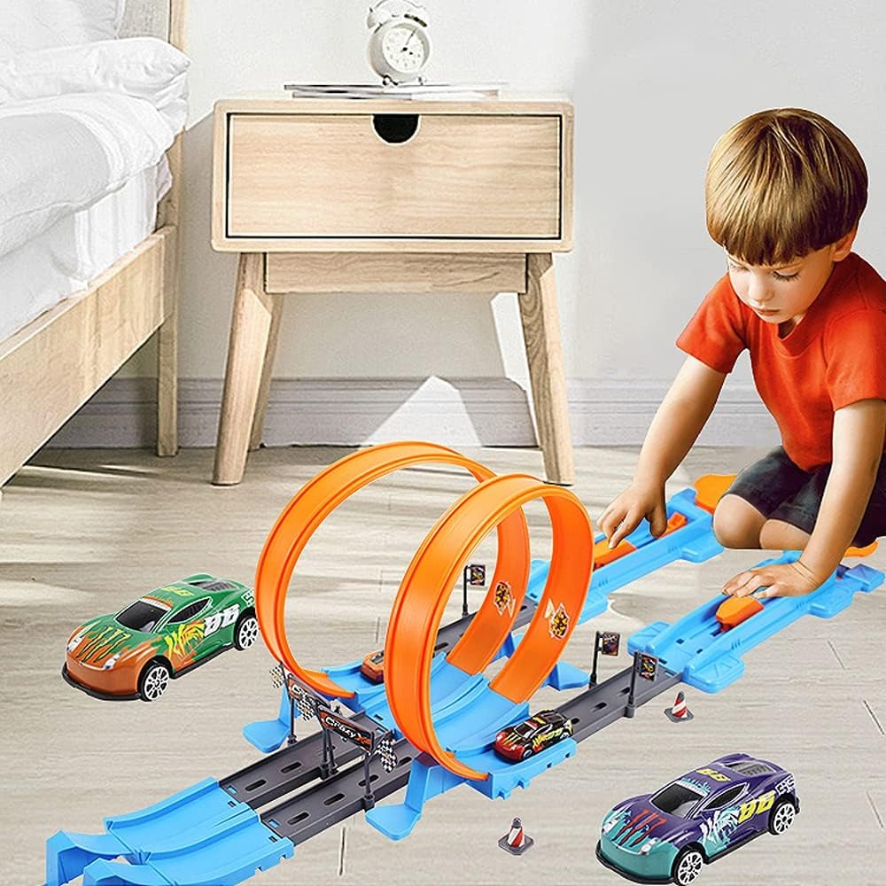 Race Track Toy with 360° Loop, Easy to Assemble and Disassemble, Safe for Ages 4 +